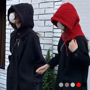 겨울 꽈배기 바라클라바 니트 여자 방한 5컬러 후드워머