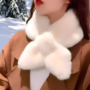 여성 퍼 목도리 머플러 쁘띠목도리 털목도리 퍼목도리 아이보리 1p