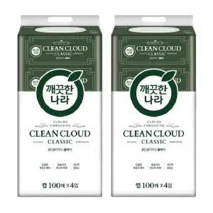 [보리보리/땡큐온]깨끗한나라 클린클라우드 클래식 물티슈 캡100매 x8개