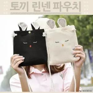 월드온J2 토끼린넨파우치 미니백 크로스백 가방 핸드백