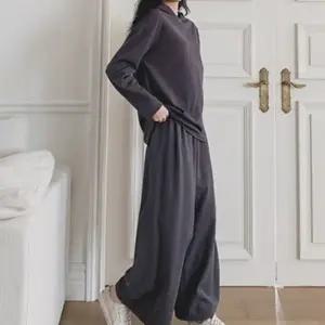 (색상 브라운)기모 여성 후드티 스판 통팬츠 세트 허리밴딩 바지