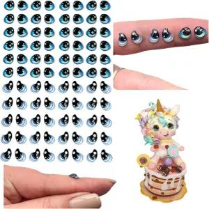 3D 레진 구글리 즈 - 자가 접착식 파란색 견고한 정적 디자인 슬라임 아미구루미 폴리머 클레이 콜드