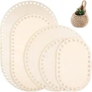 5개의 나무 바구니 바닥 5가지 크기 타원형 원형 빈 코바늘 받침대 제작 용품 직조 뜨개질