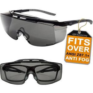 HTS 헌터스키 앤시 Z87 안티 포그 랩 안전 안경, 안경 위에 최대 1.88인치 100% 자외선 차단 고글 장착