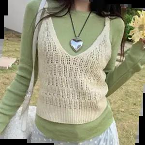 여성여름베스트 뷔스티에 니트 뜨개조끼 여름 심플 코디 티 레이어드