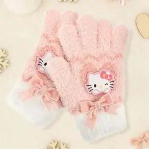 벨벳 리본 날개사 장갑 니트 손가락 유아 아동 스키 겨울 어린이 장갑 털