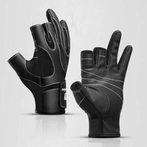 3단 절단 낚시용 그립 장갑 블랙