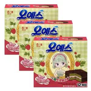 해태 오예스 쑥트로베리 360g 3개 쑥 케이크 딸기크림 스트로베리 디저트