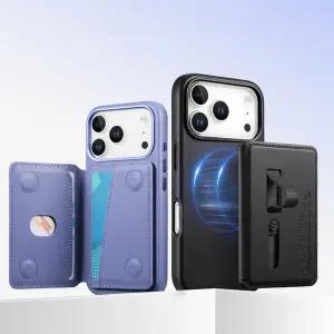 [유니커블]아이폰 17 16 15 14 프로 맥스 마그네틱 맥세이프 호환 가죽 카드 지갑 슬라이딩 밴드 링 케이스