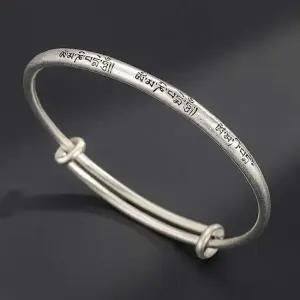 옴마니반메훔 순은 999 도금 무광 브러싱 뱅글 만트라 팔찌