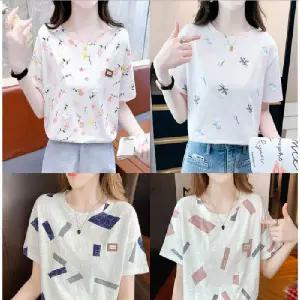 여성 입체 무늬 루즈핏 반팔티 1P 여름 티셔츠 패션 사무실 정장 하객룩