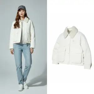 [백화점 출고] 노르디스크 패딩 여성 리얼퍼 크리스탈다운 점퍼 오프 화이트 숏 카라 탈부착 자켓