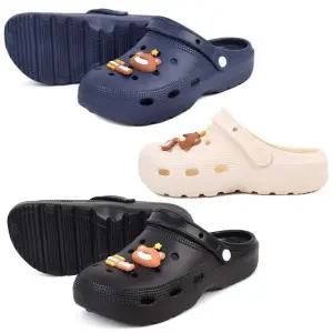 여성 남성 커플 2in1 베어 슬리퍼 샌들 푹신한 뮬 실내화 (WFKFYJE)