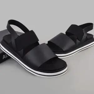 남성 여성 커플 와이드 스트랩 블랙 샌들 남녀공용 신발 (WFKFYHU)