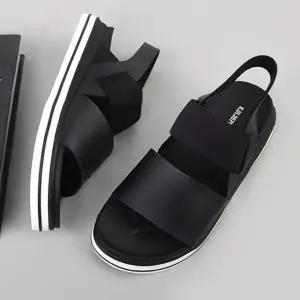 여성 남성 커플 와이드 스트랩 블랙 샌들 신발 남녀공용 (WFKFYIK)