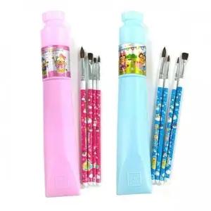 단아미 5000 구리구리 미술붓세트 블루.핑크 미술용품 붓4본/붓통 개(1개입)