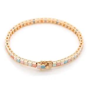 [룽스]컬러 볼드팔찌 젬스톤 라인 골드 패션 팔찌 14K