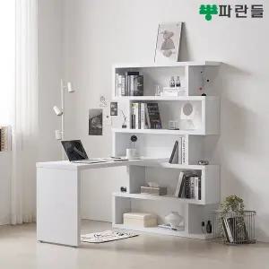 [착불배송] 파란들가구 1400x1200 모듈 5단책장책상세트 인테리어책상세트