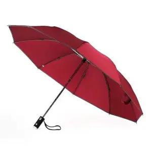 휴대용 LED 자동 우산 레드 접이식 여자 답례품 방수