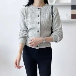 부드러운 라운드 베이직 가디건 반팔가디건