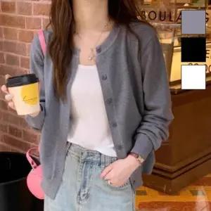 여성 베이직 소프트 심플 여리여리 라운드넥 가디건 겨울가디건