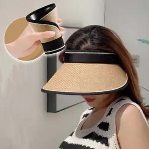 여름 라탄 돌돌 접이식 썬캡 모자 1P 넓은챙 여름 라탄오픈선캡