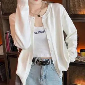 여름가디건 심플 베이직 여성 데일리 소프트 라운드넥 가디건