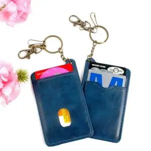 슬림지갑 키링 얇은 커플 슬림 열쇠고리 가죽 카드지갑 네이비