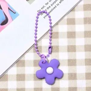 컬러 플라워 키링 퍼플 가방 데이지 꽃 키홀더 열쇠고리링