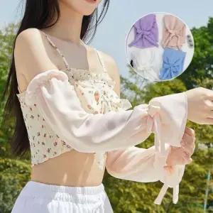 여성 여름 따가운 햇살 리본 야외활동 쿨 팔토시 여름팔토시