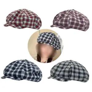 LND 빈티지 브레드 체크 베레모 캡 모자 여름 여성 여 썬캡