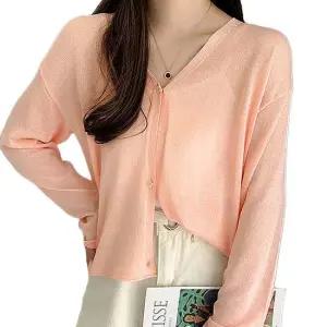 여자가디건 여자 데일리 여름 바캉스 시스루 여름 니트 가디건