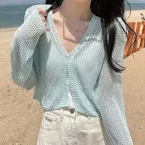 여성 니트  크롭 루즈핏 가디건 여름 겉옷 여름루즈핏가디건