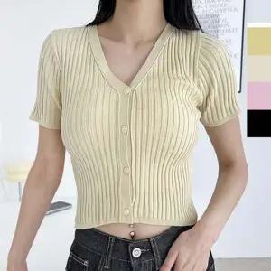 여자여름가디건 여자 반팔 골지 세미크롭 니트 가디건 1P 여성