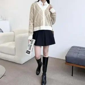 여성가디건 플레인 체크부클가디건