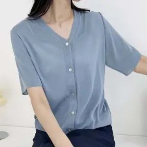 가디건 오피스룩 여성 가디건 얇은 여자 반팔 2색