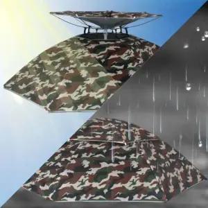 머리에 쓰는 2단 우산모자 중형 밀리터리 모자우산