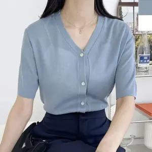 여자여름가디건 여성 반팔 브이넥 니트 가디건 1P 여름 여자