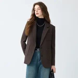 여자 정장 자켓 가을 겨울 오피스룩 빈티지 오버핏 하프 코트 상의 원픽4