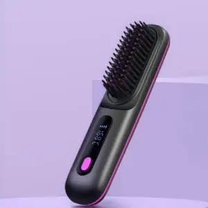 고품질 휴대용 미니 무선 고데기 헤어 스타일러 브러쉬 빗 (WFKKIHO)