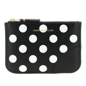 폴카 도트 엠보스드 로고 가죽 카드 지갑 SA8100PD BLACK