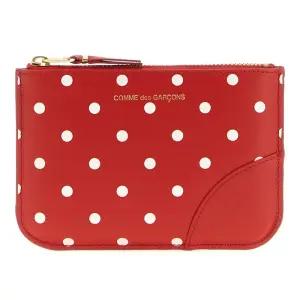 폴카 도트 엠보스드 로고 가죽 카드지갑 SA8100PD RED