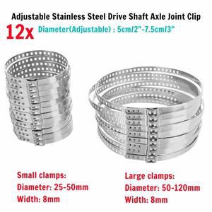 12pcs 자동차 CV 부팅 클램프 8mm 조정 가능 스테인레스 스틸 드라이브 샤프트 액슬 조인트 클립 50-120mm/