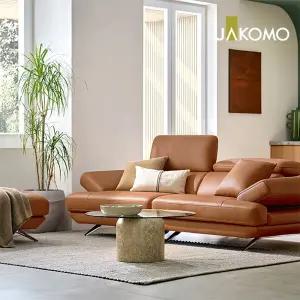 [자코모] 누사두아 3인 기능성 슈렁큰 천연면피 소가죽 소파+스툴 (+쿠션1개)