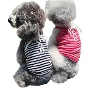 강아지 줄무늬 크롭 나시티 1P 애견 시원한 나시티 WFFRFCS