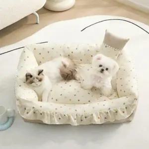 강아지 사계절 프릴 쿠션 방석 M 1P 커버 분리형 애견 WFLRCXD