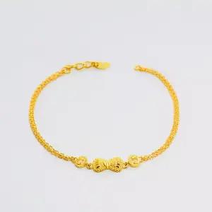 [베티블루] 995 999 24K 순금 하트 구슬 리본 여성 여자 3.75g 금 팔찌