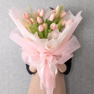 튤립 조화 꽃다발 차밍 75cm 인테리어 꽃 선물 장식 기념일 졸업식 발표회 학