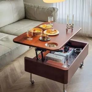 리프트업 테이블 나무 단단한 경첩 접이식 상부장 월넛 원목 탁자 심플 좌식 직사각형