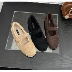 [라운슈] 스웨이드 퍼안감 메리제인 플랫슈즈 1.5cm